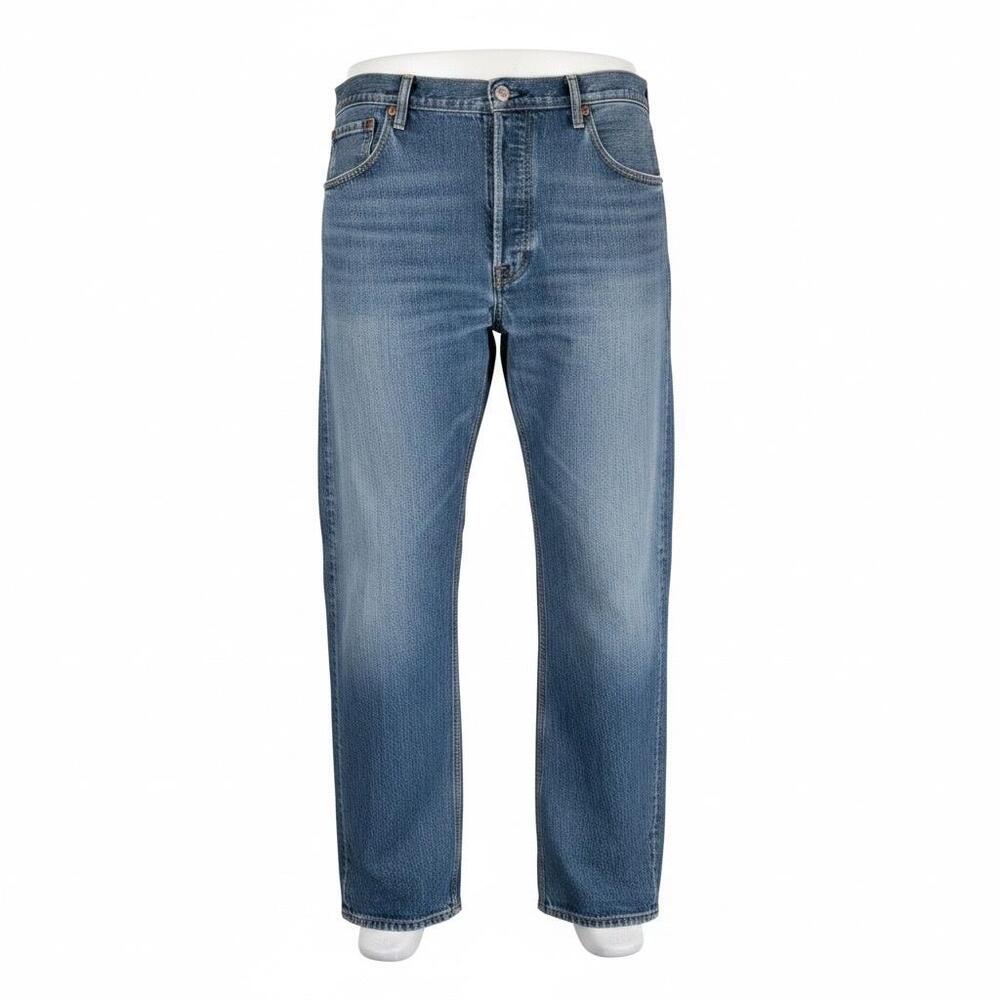 Levis 501 Jeans Mens 42x30 Blue Denim Regular Fit Straight Button Fly Stretch